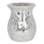Large Silver Crackle Oil Burner and Wax Warmer