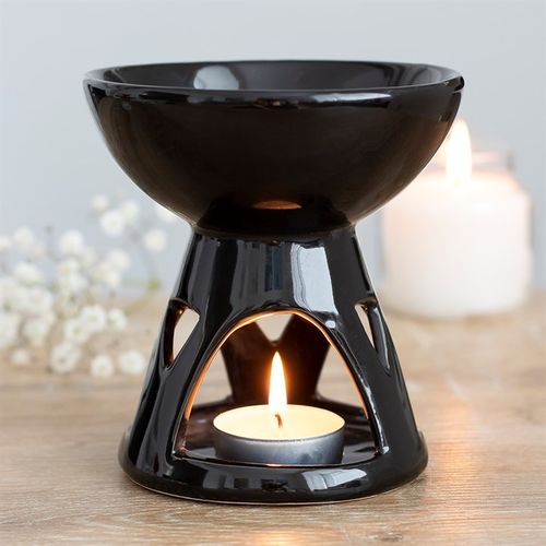Black Deep Bowl Oil Burner & Wax Warmer Gift Home Fragrance